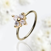 20G Gold Clear Gems Blossom Flower Bendable Nose Hoop